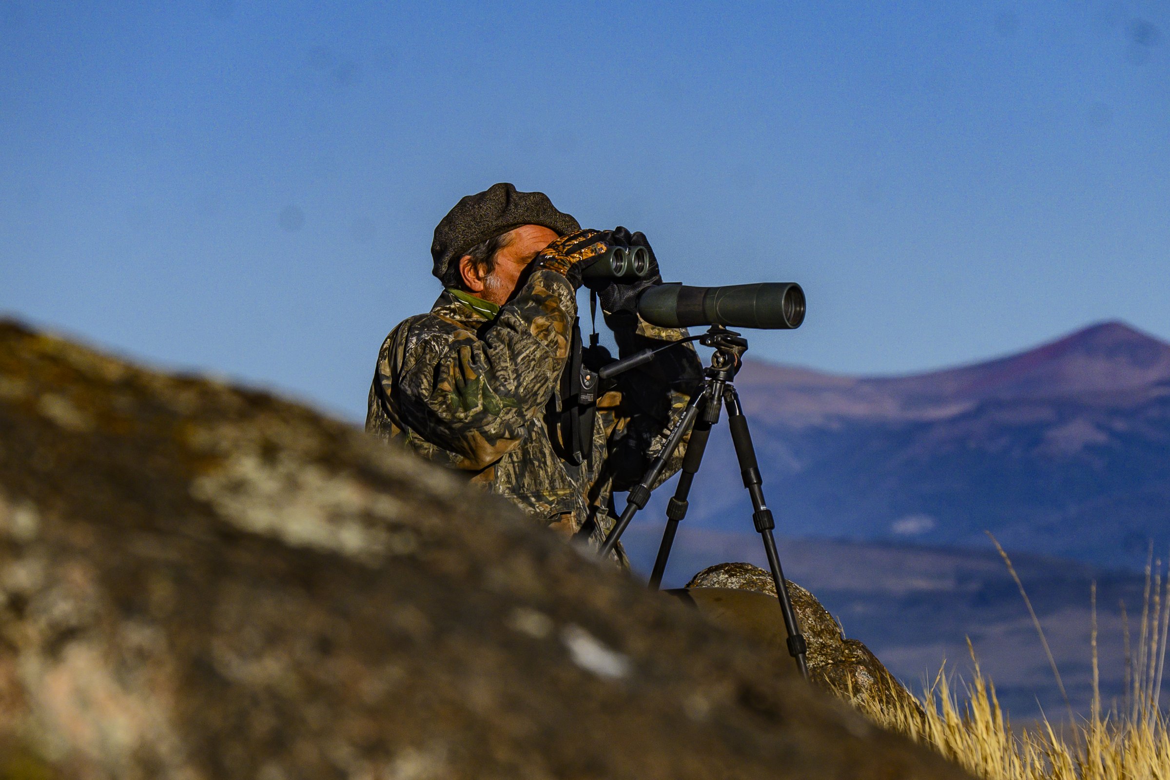 Hunter glassing the ridge